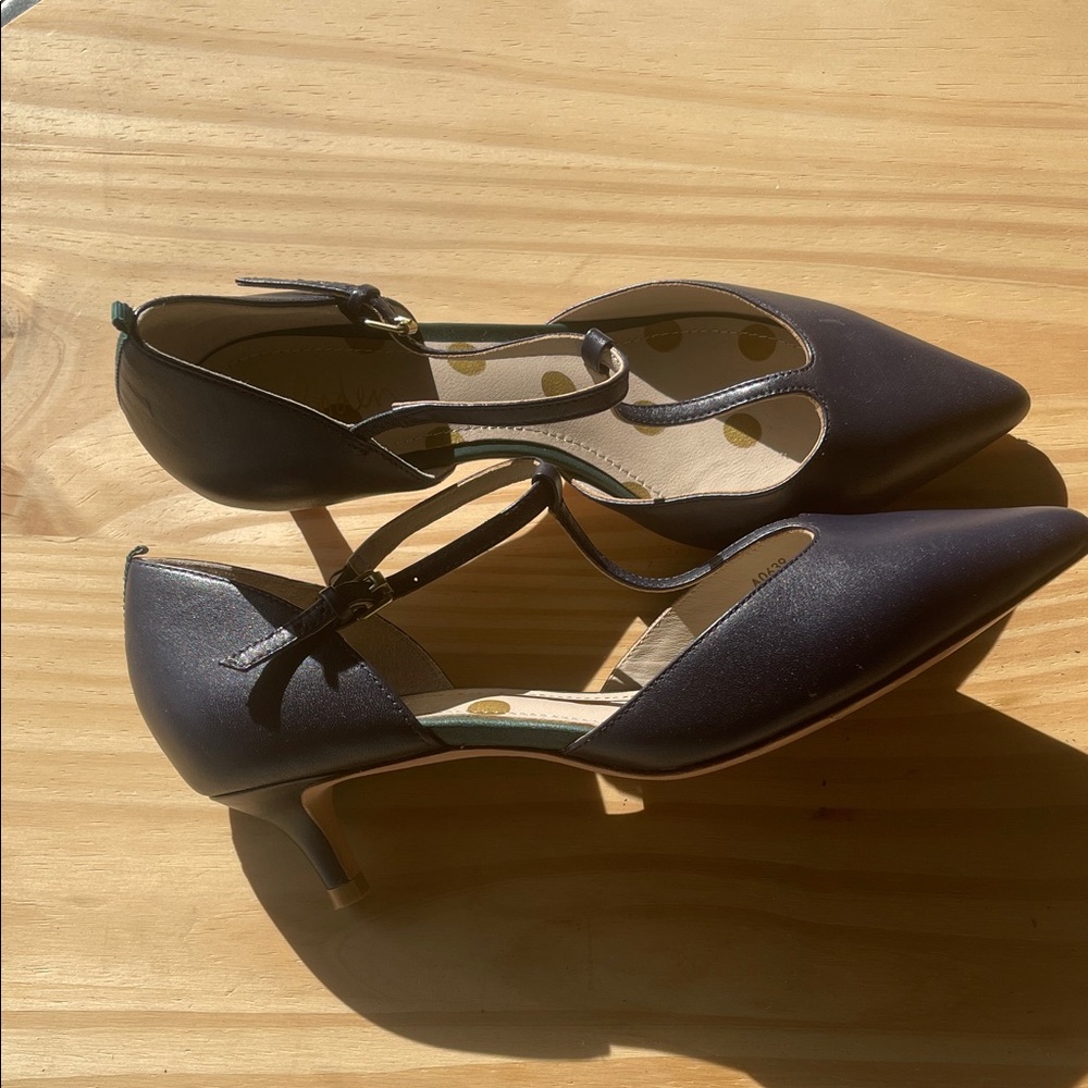 Boden Navy Pointed-Toe T-Strap Heels - Picture 5 of 14